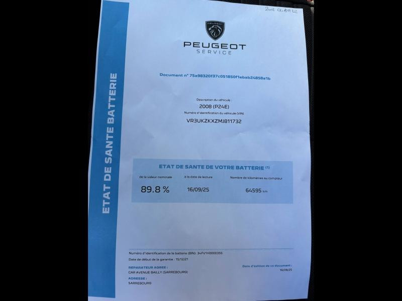 Occasion PEUGEOT 2008 e-2008 136ch Active Business 2021 Gris Artense (M) 14890 € à Sarrebourg