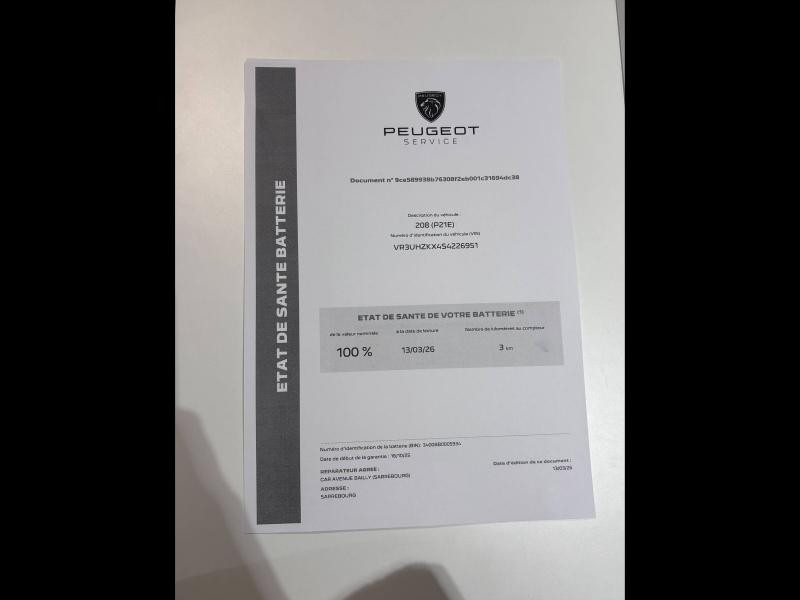 Occasion PEUGEOT 208 e-208 136ch GT 2025 Blanc Okénite (M) 30800 € à Sarrebourg