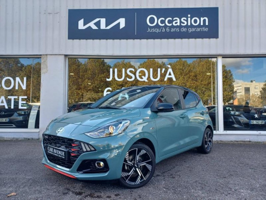 Used HYUNDAI i10 1.0 T-GDi 100ch N Line CLIM CARPLAY CAMERA GARANTIE 11-2028 2023 Mangrove Green Métal/Toit/rétros Black € 16,990 in Metz