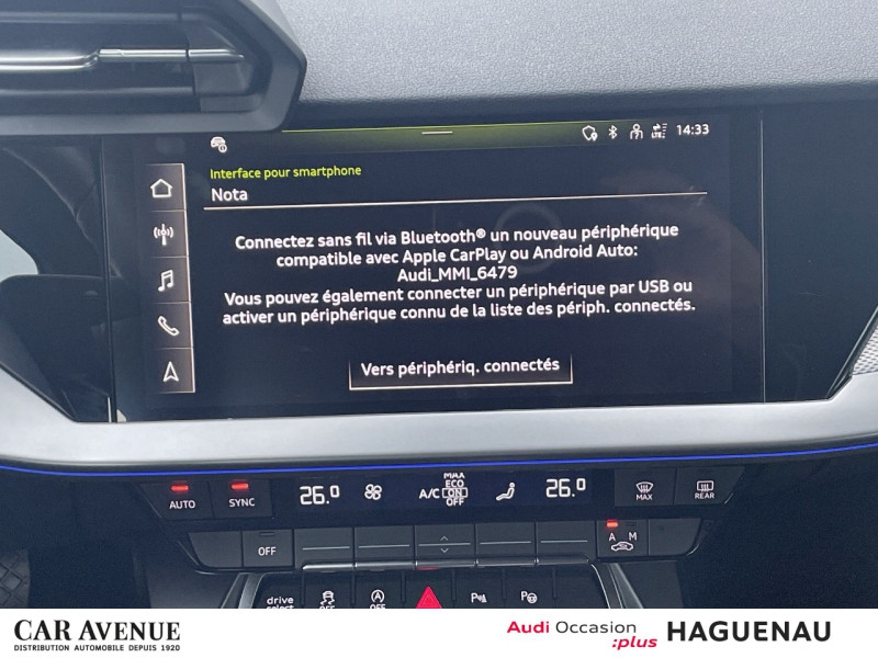 Occasion AUDI A3 Sportback 35 TFSI 150ch Design Luxe S tronic 7 AUDI SMARTPHONE INTERFACE AUDI PHONE BOX RETRO EXT 2023 Blanc Glacier métallisé 36989 € à Haguenau