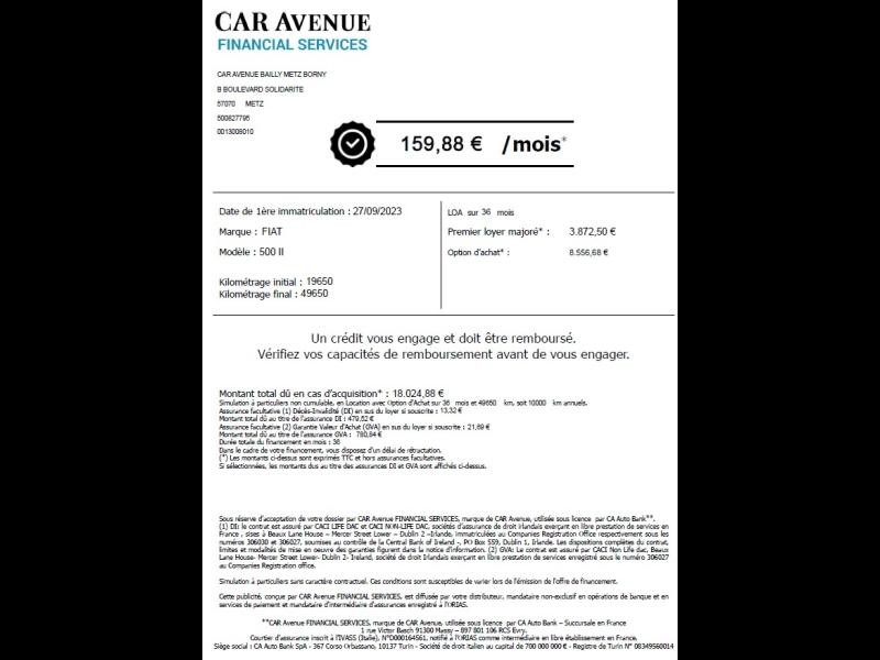 Occasion FIAT 500 e 95ch MY23 Eligible Remise ECO - 4000 € 2023 Blanc 17400 € à Metz