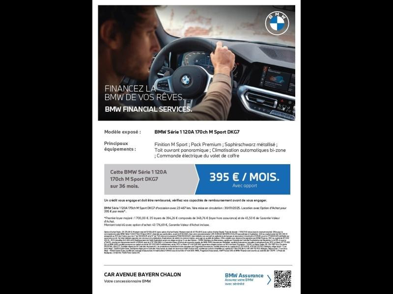 Occasion BMW Série 1 120A 170ch M Sport DKG7 2025 Saphirschwarz métallisé 36990 € à Chalon-sur-Saône